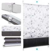 Sekey pleated blind Day Night, no drilling required, blackout, light-filtering, tensioned, with stylish leaf print